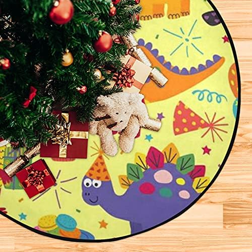 יום הולדת שמח דינוזאורים עץ חג המולד מחצלת עץ עמיד למים שטיח מחצלת מגש מתחת לאביזר עץ חג המולד לקישוטי מסיבת