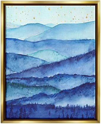 תעשיות סטופליות הרים כחולים עצים נוף כוכבים בוהקים שמיים, עיצוב מאת Arrolynn Weiderhold