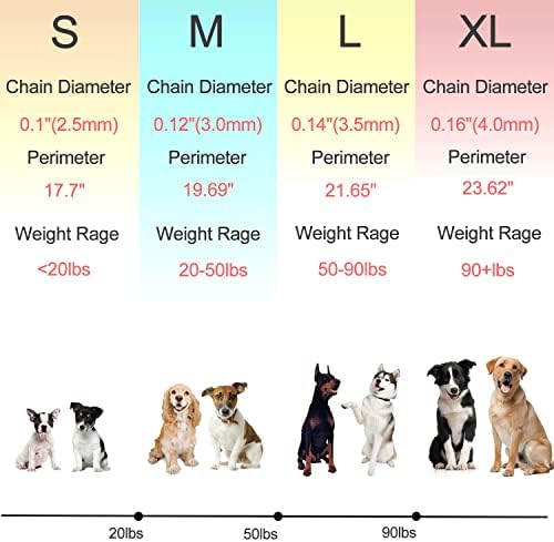 צווארון כלבים מפואר אמיתי אימון צווארון חנק שרשרת צווארון קמצוץ מתכוונן קישורים עם טיפים לגומי נוחות
