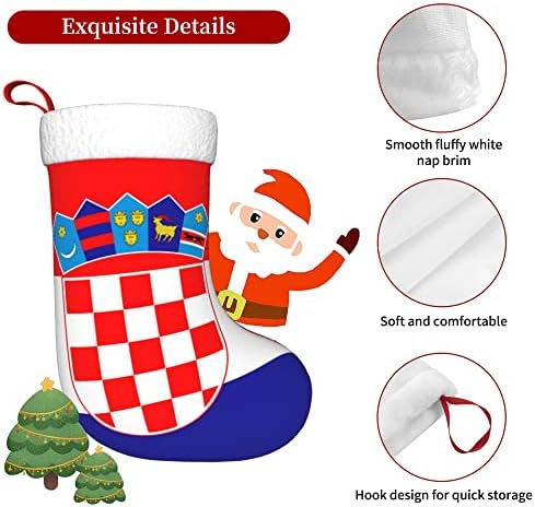 גרבי חג המולד של QG ZZX עם גרביים לבנים סופר רך קטיפה קרואטית דגל חג המולד גרבי חג המולד גרב