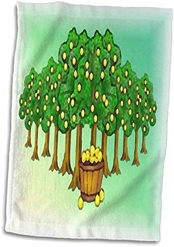 3drose Florene Décor II - עצים ירוקים רבים עם סל פירות - מגבות