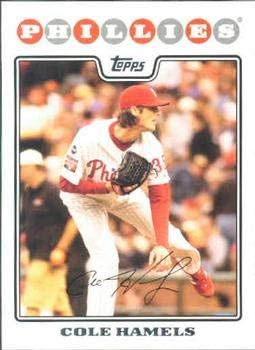 2008 כרטיסי בייסבול של Topps 35 Cole Hamels - פילדלפיה פיליז - כרטיס מסחר בייסבול MLB