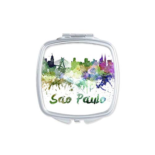 סאו פאולה ברזיל עיר בצבעי מים מראה נייד קומפקטי כיס איפור דו צדדי זכוכית