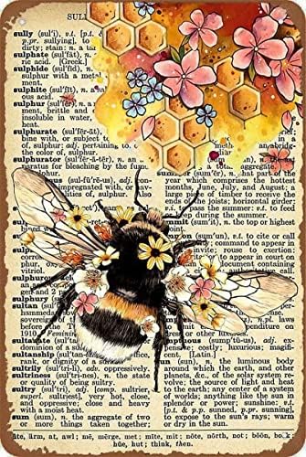 דבש דבורת פרח בעלי החיים עתיק פח סימן בר פוסטר מתכת קיר צלחת בציר פח סימן קיר אמנות פרסום מתכת פח