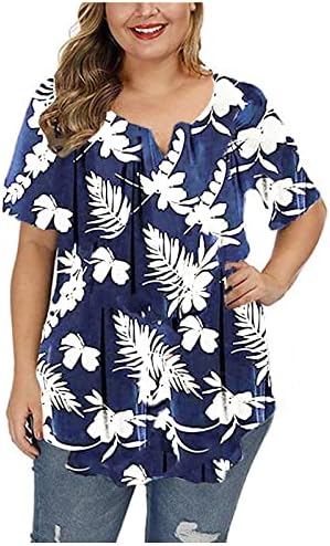חולצות חוף טרופיות בהוואי נשים שרוול קצר נוקש סטרץ 'גרפי פרחוני גרפי רופף מתאים צמרות גדולות בנות בנות