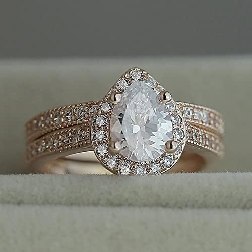 קלאסי אגס זרוק זירקון אירוסין טבעת אופנה אבזר תכשיטי אגודל טבעות לנשים גודל 10