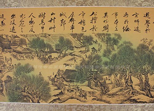 צ'ינג מינג שאנג הוא טו לאורך הנהר במהלך פסטיבל צ'ינגמינג ציור סיני וקליגרפיה עותק 400x35 סמ