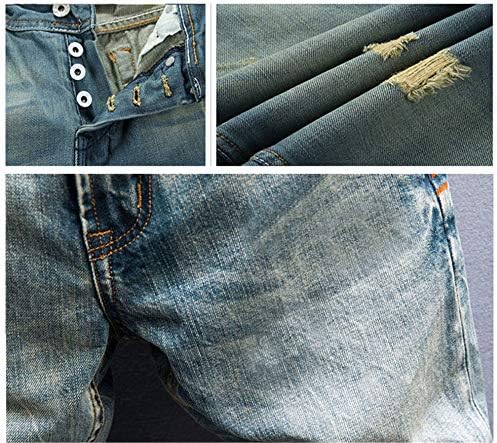 אמצע המותניים האמצעיים של אנגונוול ג'ינס קרוע במצוקה מכנסי מכנסי ג'ינס מזדמנים במצוקה