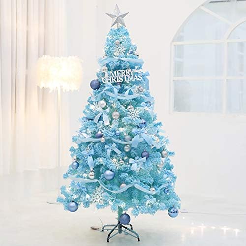 עץ חג מולד מלאכותי של Caixin כחול, שלג נוהר קישוטי מיטה לפני מתכת עמד