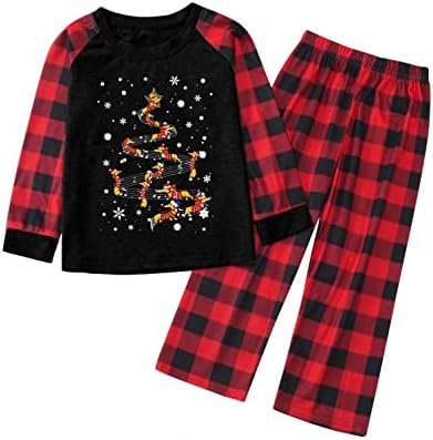 בגדי שינה משובצים משפחתיים, פיג'מות לחג המולד להתאמה משפחתית תואמת תלבושות משפחתיות תלבושות של פיג'מה