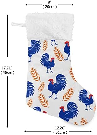 גרבי חג המולד דפוס חיטה כחול תרנגול כחול שרוול קטיפה לבנה קטיפה לחג משפחתי קטיפה בהתאמה אישית