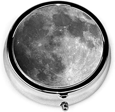 גלולת תיבת עם מבריק עיצוב הירח בשעתי הלילה מאוחר עגול תא גלולת מקרה, גלולת תיבת עבור כיס או ארנק