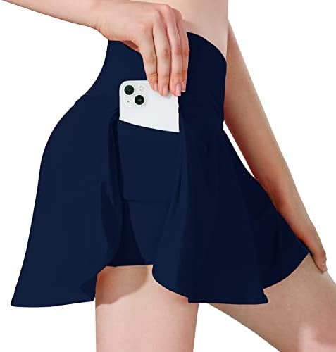 חצאית טניס קרוסאובר קפלים של MCEDAR לנשים עם כיסים נגד חצאית זורמת זורמת של גוף גבוה גולף גולף אתלט