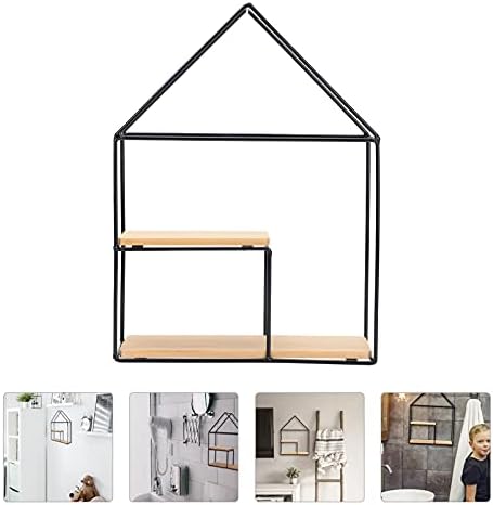 ALIPIS 2 PCS בצורת בית מדף משוחזר אמנות מתכת מתכת עץ ברזל מעץ חדר שינה סוגר כניסה לארגן כניסה לסגנון