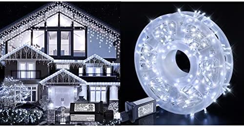 אורות קרח לחג המולד של Oopswow 300 LED/33ft 50 טיפות עם 500L/165ft סופר בהיר LED אורות מיתרים