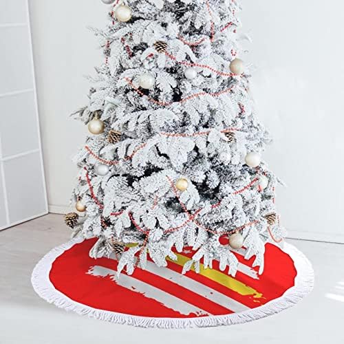 911 משמרת דגל דגל דגל דגל הדפס חצאית עץ חג המולד עם ציצית למסיבת חג מולד שמח תחת עץ חג המולד