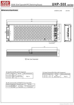 ממוצע UHP-500R-12 12V 41.7A 500W סוג דק עם אספקת מיתוג PFC LED