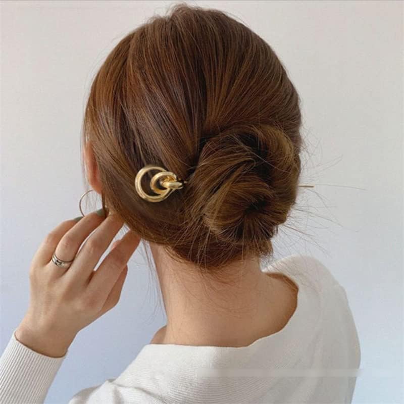 N/A קוריאני בצבע כסף זהב כדור מתכת כדור שיער מעגלי מקלות שיער ארוך חלול לנשים כלים לעיצוב תסרוקת חתונה