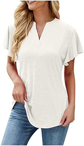 חולצות לנשים בקיץ סתיו שרוול קצר V Spandex צמרות בסיסיות נשים 2023 בגדים טרנדי QL