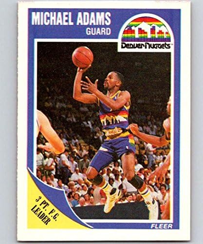 1989-90 קלף כדורסל פלייר 38 מייקל אדמס דנבר נאגטס כרטיסי כדורסל רשמיים ב- NBA