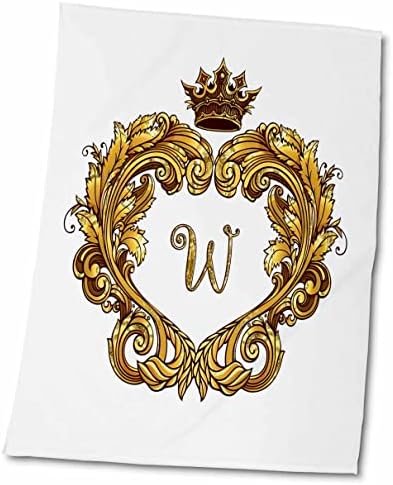 מכתב 3 דרוז W וינטג 'אישי מונוגרמה מלכותית זהב ראשוני מותאם אישית - מגבות