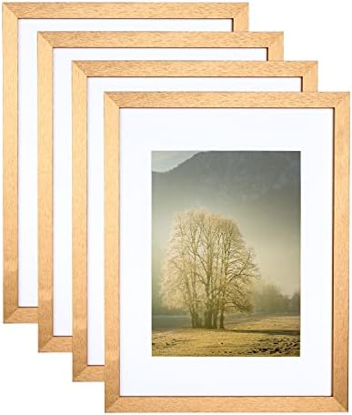 Metrekey 8.5x11 תמונות מסגרות סט רויאל זהב של 4, מתאים לצילום 6x8 עם מחצלת, כיסוי זכוכית אמיתי, מסגרת