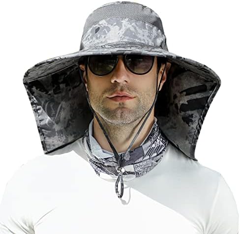 כובע שמש רחב שוליים עם דש צוואר לגברים נשים upf 50+טיול דיג עמיד למים כובע כובע כובע עם הגנת UV