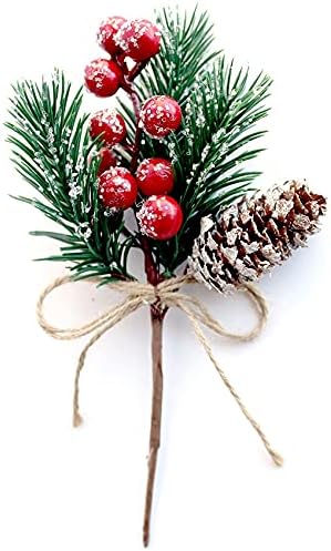 WeeTack אדום גבעולי פירות יער ענפי אורן ירוק -עד פירות חג המולד תפאורה 8 יח '