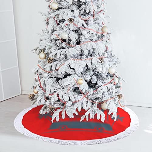 כפות הידיים ושחף הדפס חצאית עץ חג המולד עם ציצית למסיבת חג שמח מתחת לעץ חג המולד