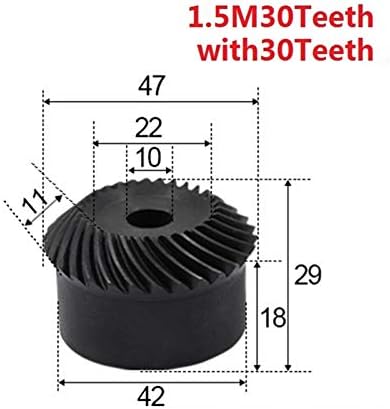2 יחידות 1: 1 פוע הילוך 1.5 מודולוס 30 שיניים + 30 ט פנימי חור 10 ממ 90 תואר כונן החלפת פחמן פלדה