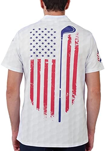 חולצות גולף לגברים חולצת פולו גברים מצחיק נדנדה פטריוטית אמריקאי דגל חולצה מטורף יבש בכושר הדפסת פולו