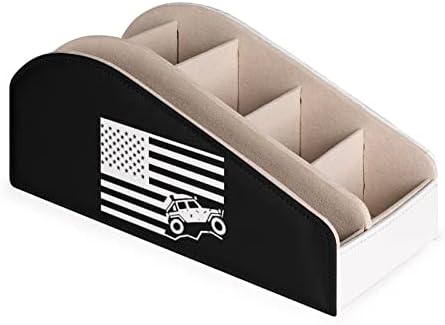דגל אמריקאי חוזה של שלט רחוק מחזיק עור מארגן עור PU עם 6 תאים קופסת אחסון לחדר שינה בסלון