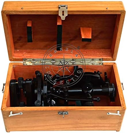 אוסף Hanzla 15 פליז עתיק ורינור תיאודוליט עם קופסת עץ - 20 שניות מודדי מעבר שחור Alidade מכשירי מדידות וינטג