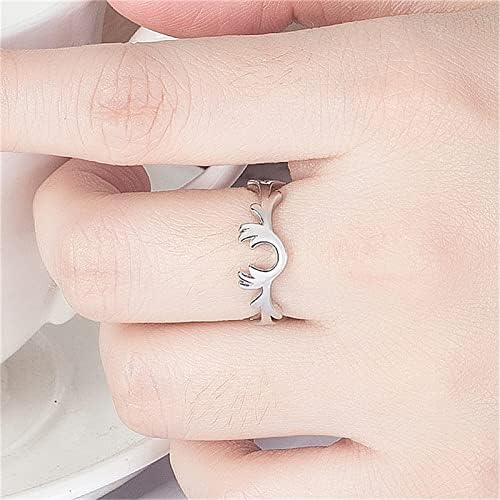 2023 טבעת צבי יצירתי חדשה טבעת רסיס אירופית טבעת צורה גיאומטרית טבעת קווי כסף מתכווננים טבעת טבעת מינימליסטית