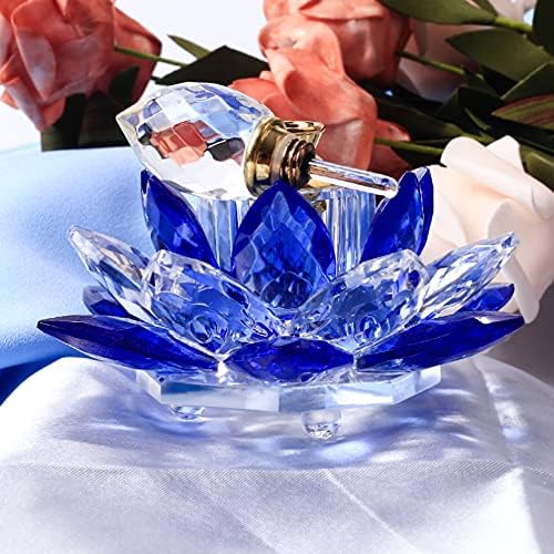 AOBRICON כחול K9 קישוטי מכוניות קריסטל בקבוק בושם זכוכית בושם לוטוס מלאכת פרחים לעיצוב הבית מתנה ליום הולדת