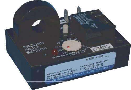 CR Magnetics CR7310-LH-24D-660-CD-CD-ELR-R ממסר חיישן תקלות קרקע עם שנאי מרוחק, 24 VDC, תפס בטיול גבוה,