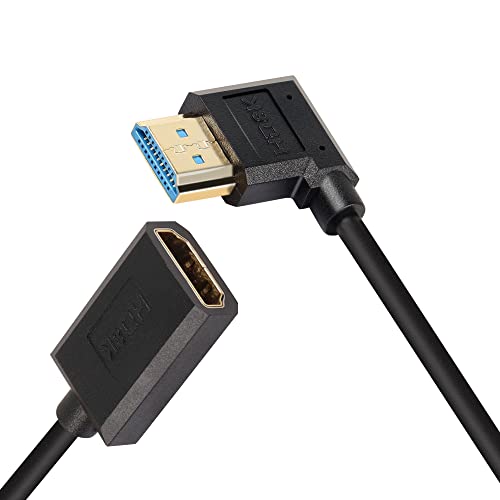 Pngknyocn 8k HDMI כבל קצר, 1ft/0.3m 90 מעלות אולטרה מהירות גבוהה משמאל עיקול HDMI 2.1 זכר לנקבה תמיכה