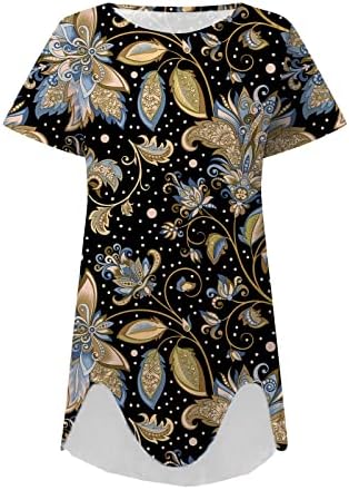 ג ' יאנטונג נשים 2023 קיץ חולצות טריקו מזדמנים עם צווארון שרוול קצר טוניקת חולצות כפתור דקור הדפס