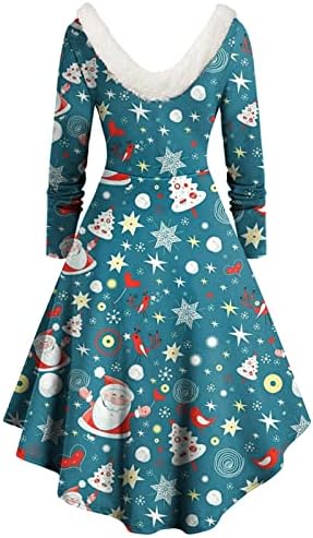 חג המולד שמלות לנשים ארוך שרוול שמלת אונליין קוקטייל חג מסיבת התלקחות שמלה לנשים