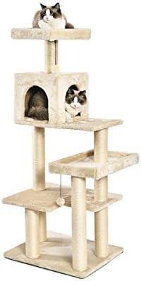 יסודות אמזון מגדל עץ חתול גדול במיוחד עם דירה - 24 על 56 על 19 אינץ', בז'