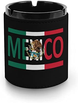 דגל מקסיקני עור מאפרה ספל מחזיק אפר אפר למשרד ביתי לרכב מקורה 3.1 x 4