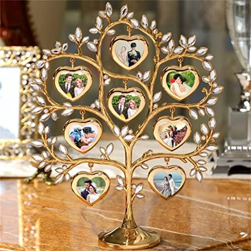 עץ משפחה DLVKHKL עם 8 מסגרות תמונות תלויות שולחן מתכת עליון קישור מסגרת תמונה