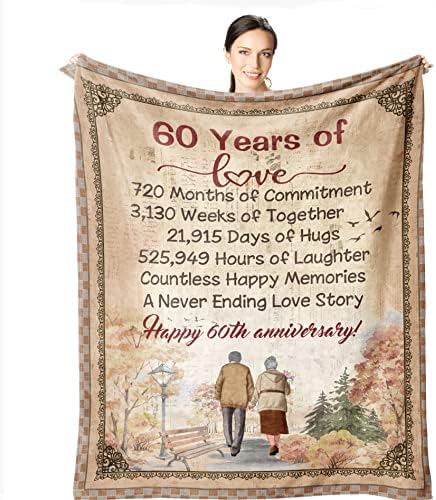 Wisegem יום השנה ה -60 מתנות כלה למורה זוגית אשתו בעל יהלום שמיכה לחתונה 60 x 50 זרקו שמיכות לאמא סבים וסבתות