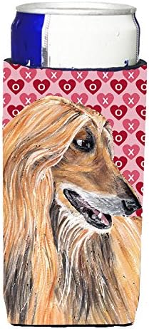 אוצרות קרוליין SC9503MUK כלב אפגני לבבות אהבה ויום האהבה Ultra Hugger לפחיות רזות, יכול שרוול קריר