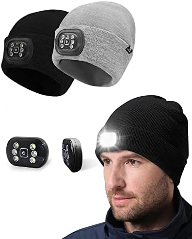 כובע כפה של Bergweiser LED עם אור 2 מחשבים לגברים נשים 3 מצבים מתכווננים מיני פנס מיני-בהנחיית USB נטענת