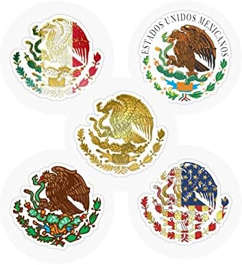 5 יח 'Calcomanias Escudo Mexicano Aguila, 2 סנטימטרים - מדבקת נשר מקסיקנית לכובע קשה, מדבקת מגן אסקודו