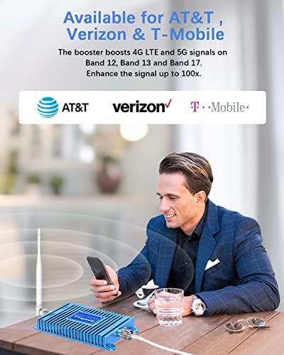 מגבר אות טלפון סלולרי עבור Verizon ו- AT&T Boost 4G LTE 5G נתונים וקול 700MHz פס 12/13/17 ייעודי איתות נייד