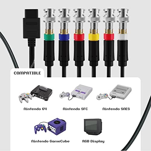 TNP N64 RGB/RGBS מתאם מחבר כבלים, תואם ל- GameCube, Nintendo N64, SNES ו- SFC ל- RGB/RGBS תומך בצגים עם מחברי