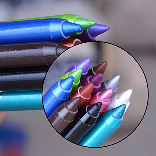 3 יחידות כחול אייליינר עט עמיד למים מט אייליינר עט / גליטר מתכתי אייליינר עיפרון שמר סימון אייליינר