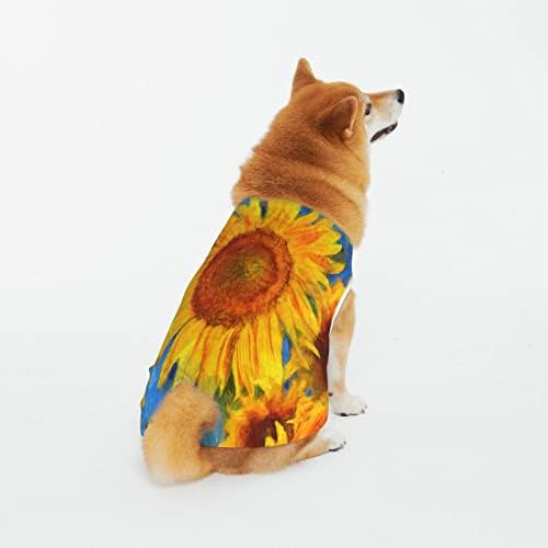 חולצות חיית מחמד כותנה חמניות-פרחים-וינסנט-ואן-גוך תלבושות גור כלב חתול פיג'מה כלב רך.